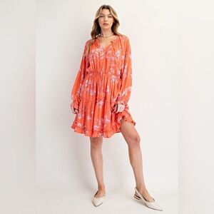 Easel FLORAL CHALLIS TIERED DRESS NWT